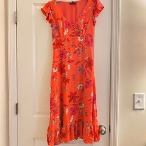 Banana Republic Orange Floral Midi Dress